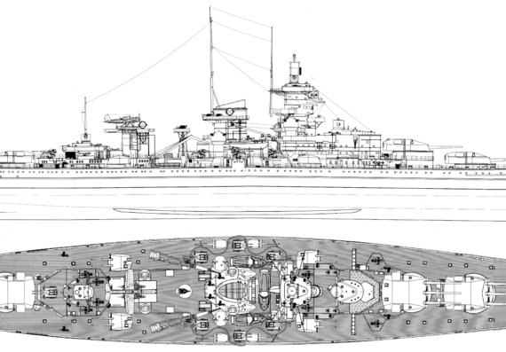 DKM Gneisenau 1941 [Battlecruiser] - drawings, dimensions, pictures